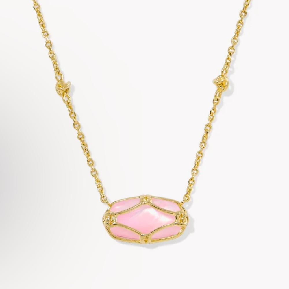 kendra scott elisa lattice frame gold short pendant necklace